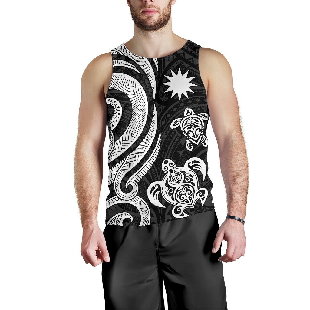 Nauru Men's Tank Top - White Tentacle Turtle - Polynesian Pride