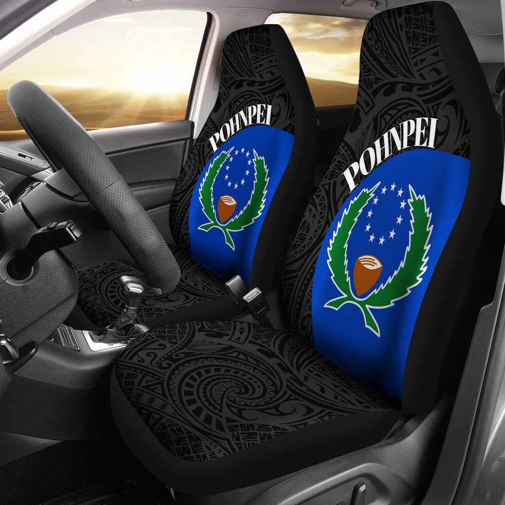 Pohnpei Car Seat Covers - Pohnpei Flag Polynesian Tattoo - Th5 - Polynesian Pride