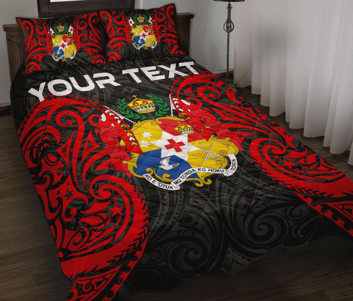 Tonga Polynesian Custom Personalised Quilt Bed Set - Tongan Spirit Red - Polynesian Pride