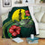 New Caledonia Polynesian Premium Blanket - Green Turtle Hibiscus White - Polynesian Pride