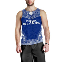 Cook Islands Men's Tank Top - Polynesian Chief Flag Version Blue - Polynesian Pride