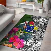 Cook Islands Area Rug White - Turtle Plumeria Banana Leaf - Polynesian Pride
