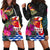 Tahiti Women's Hoodie Dress - Polynesian Hibiscus Pattern Black - Polynesian Pride