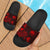 Federated States Of Micronesia Slide Sandals - Turtle Hibiscus Pattern Red Black - Polynesian Pride
