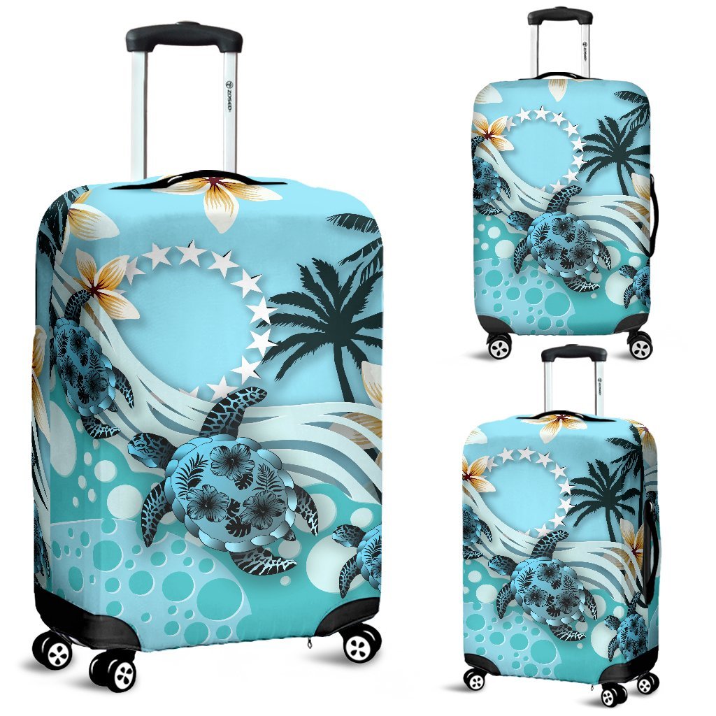 Cook Islands Luggage Covers - Blue Turtle Hibiscus Blue - Polynesian Pride