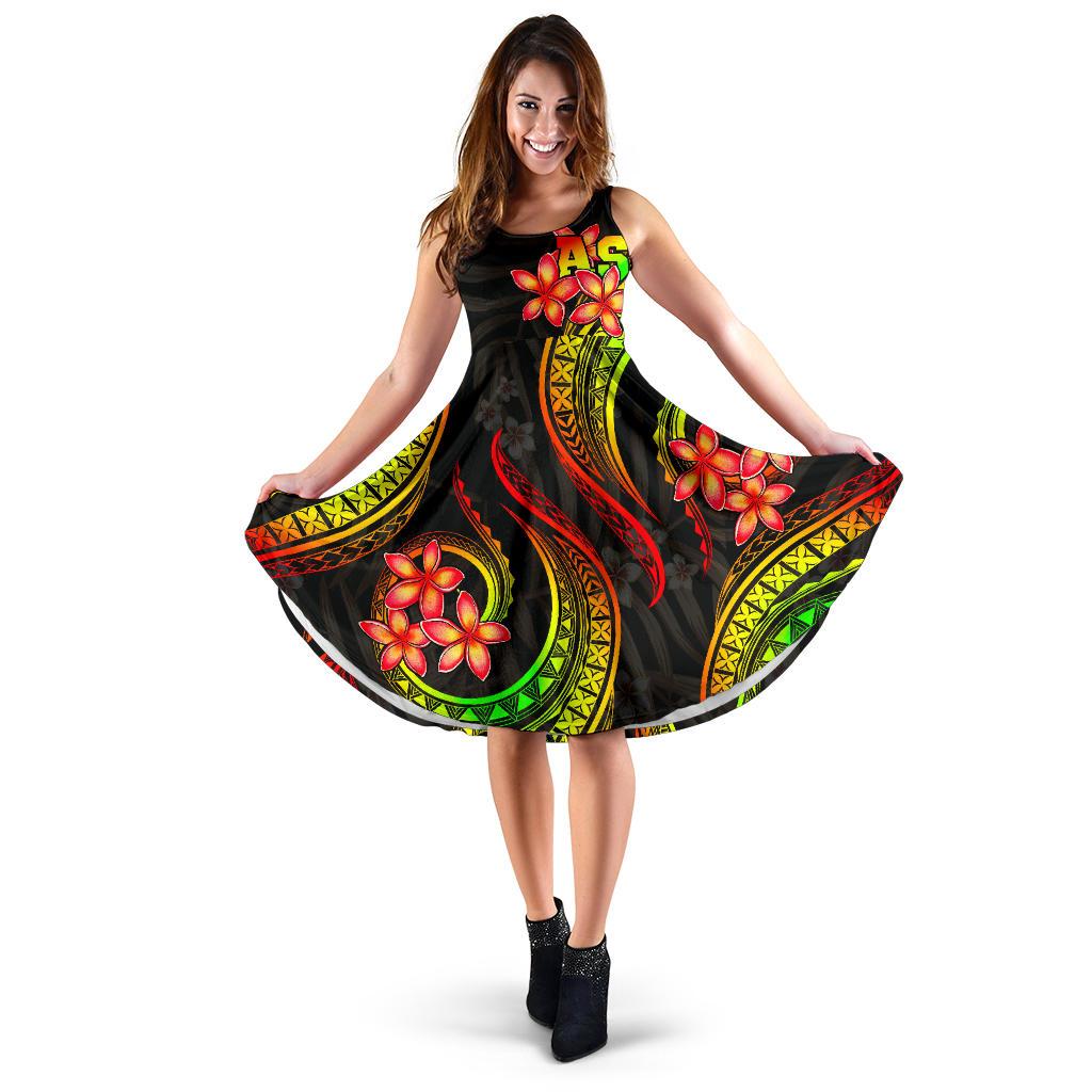 American Samoa Polynesian Midi Dress - Reggae Plumeria Women REGGAE - Polynesian Pride