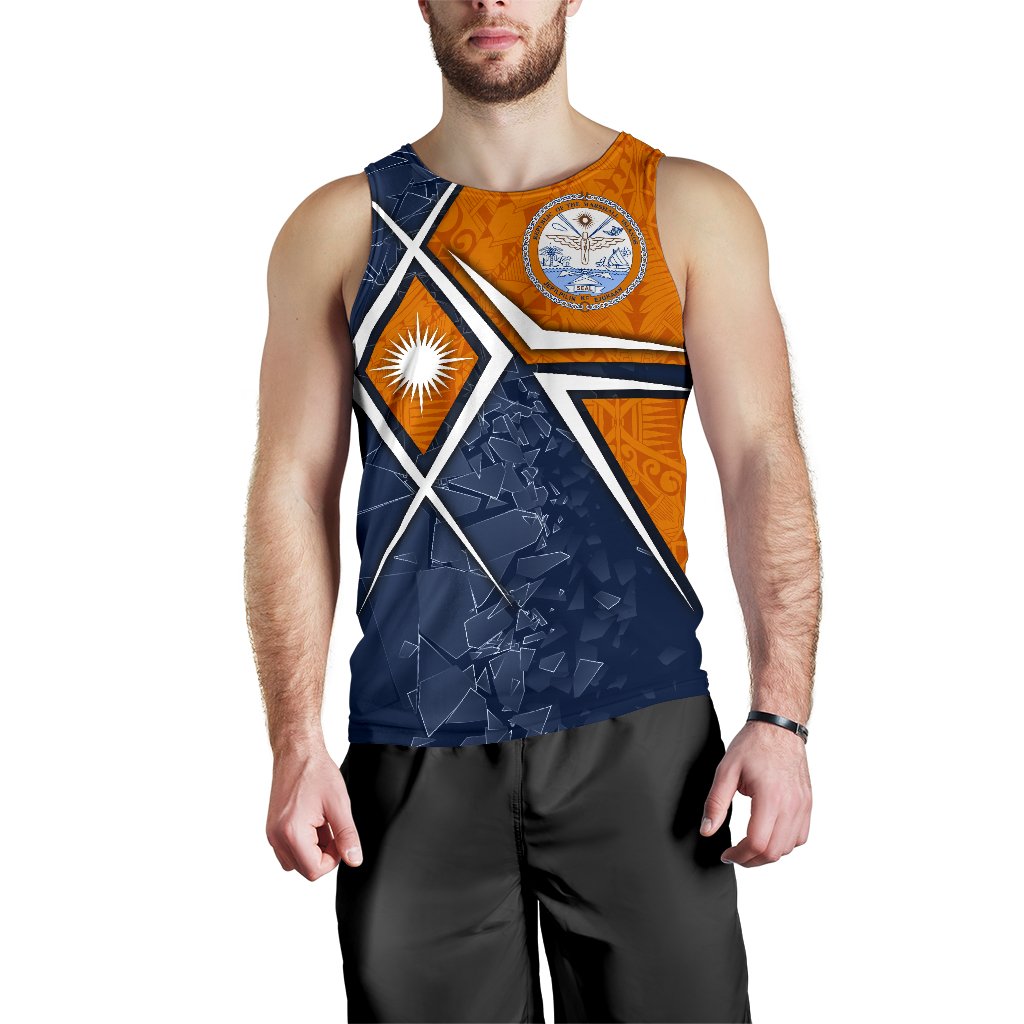 Marshall Islands Men's Tank Top - Marshall Islands Flag with Polynesian Patterns - Polynesian Pride