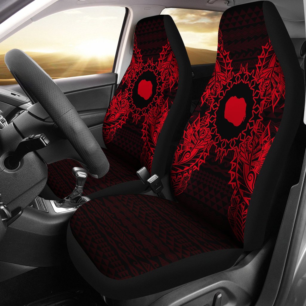 Cook Islands Car Seat Cover - Cook Islands FLag Map Red Universal Fit Red - Polynesian Pride