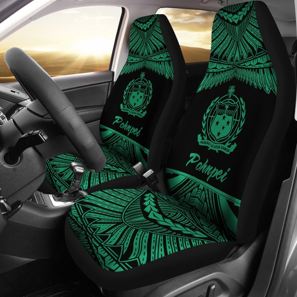 Samoa Polynesian Car Seat Covers - Pride Green Version Universal Fit Green - Polynesian Pride