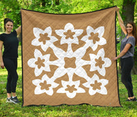 Hawaiian Premium Quilt Royal Pattern - Gold - A1 Style Gold - Polynesian Pride