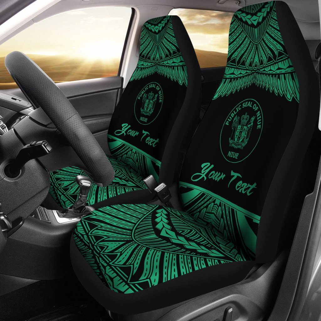 Niue Polynesian Custom Personalised Car Seat Covers - Pride Green Version Universal Fit Green - Polynesian Pride