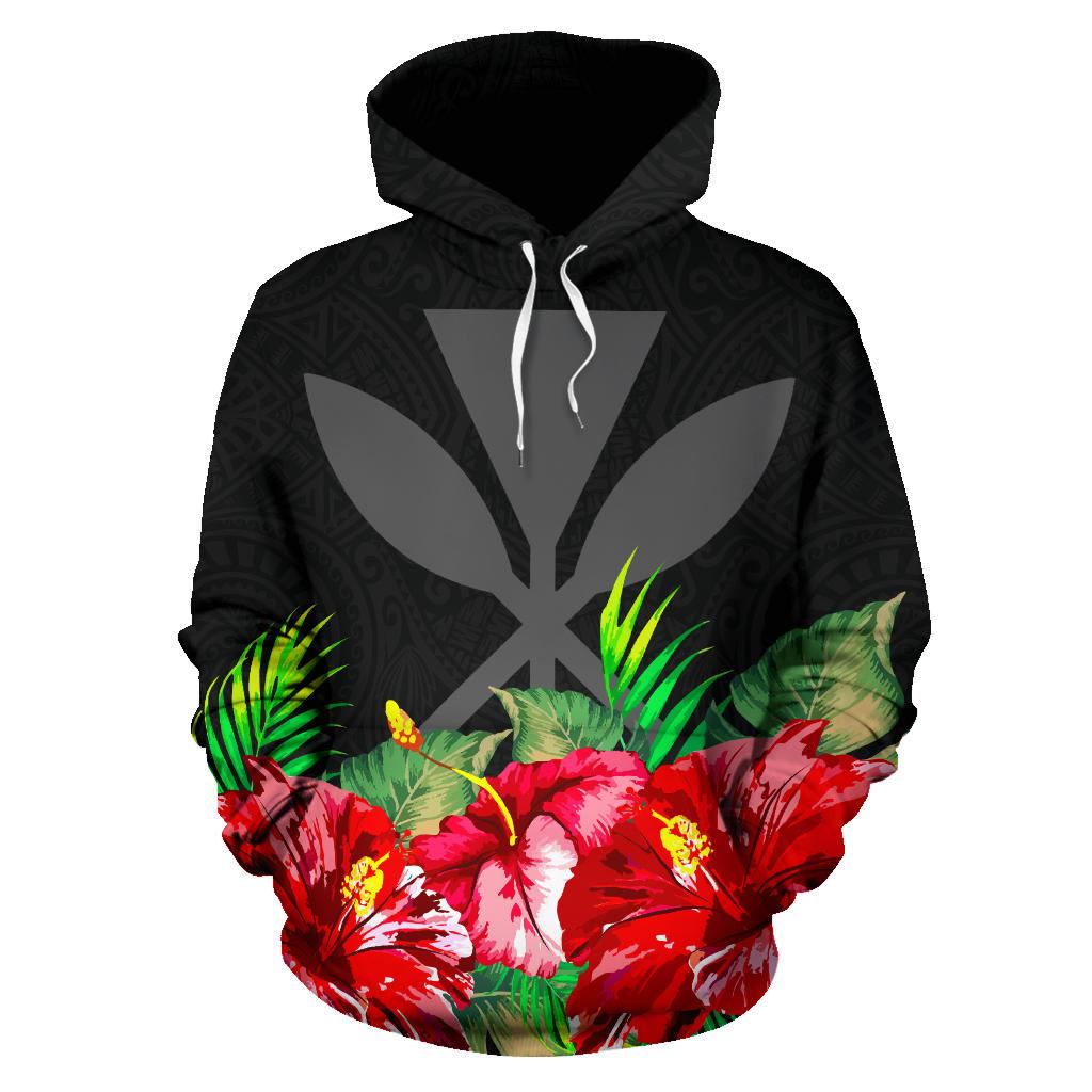Polynesian Hawaii Hoodie Black Hibiscus - Polynesian Pride