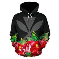 Polynesian Hawaii Hoodie Black Hibiscus - Polynesian Pride