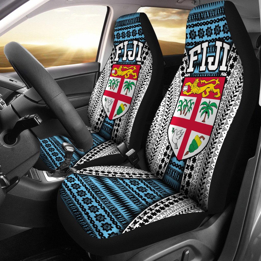 Fiji Tapa Car Seat Covers - Fiji Flag Special Style Universal Fit Black - Polynesian Pride