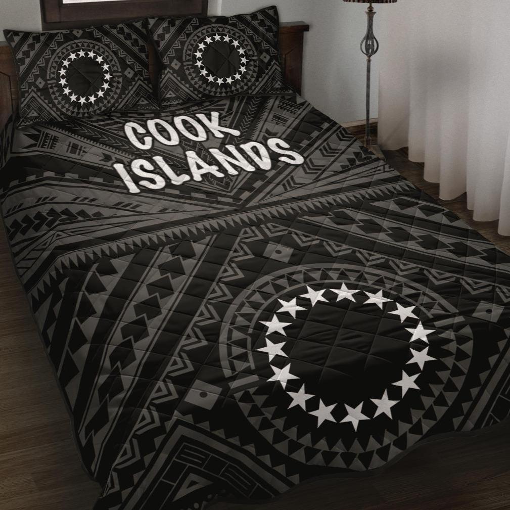 Cook Island Quilt Bed Set - Seal With Polynesian Tattoo Style ( Black) Black - Polynesian Pride