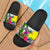 Palau Custom Personalised Slide Sandals White - Turtle Plumeria Banana Leaf Black - Polynesian Pride