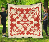 Hawaiian Tropical Pattern Premium Quilt - Red - Argu Style - AH Red - Polynesian Pride