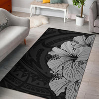 Royal Hibiscus Polynesian Tribal Area Rug Gray AH Gray - Polynesian Pride