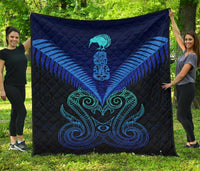 Maori Manaia New Zealand Premium Quilt Blue - Polynesian Pride