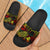 Cook Islands Slide Sandals - Turtle Hibiscus Pattern Reggae Black - Polynesian Pride
