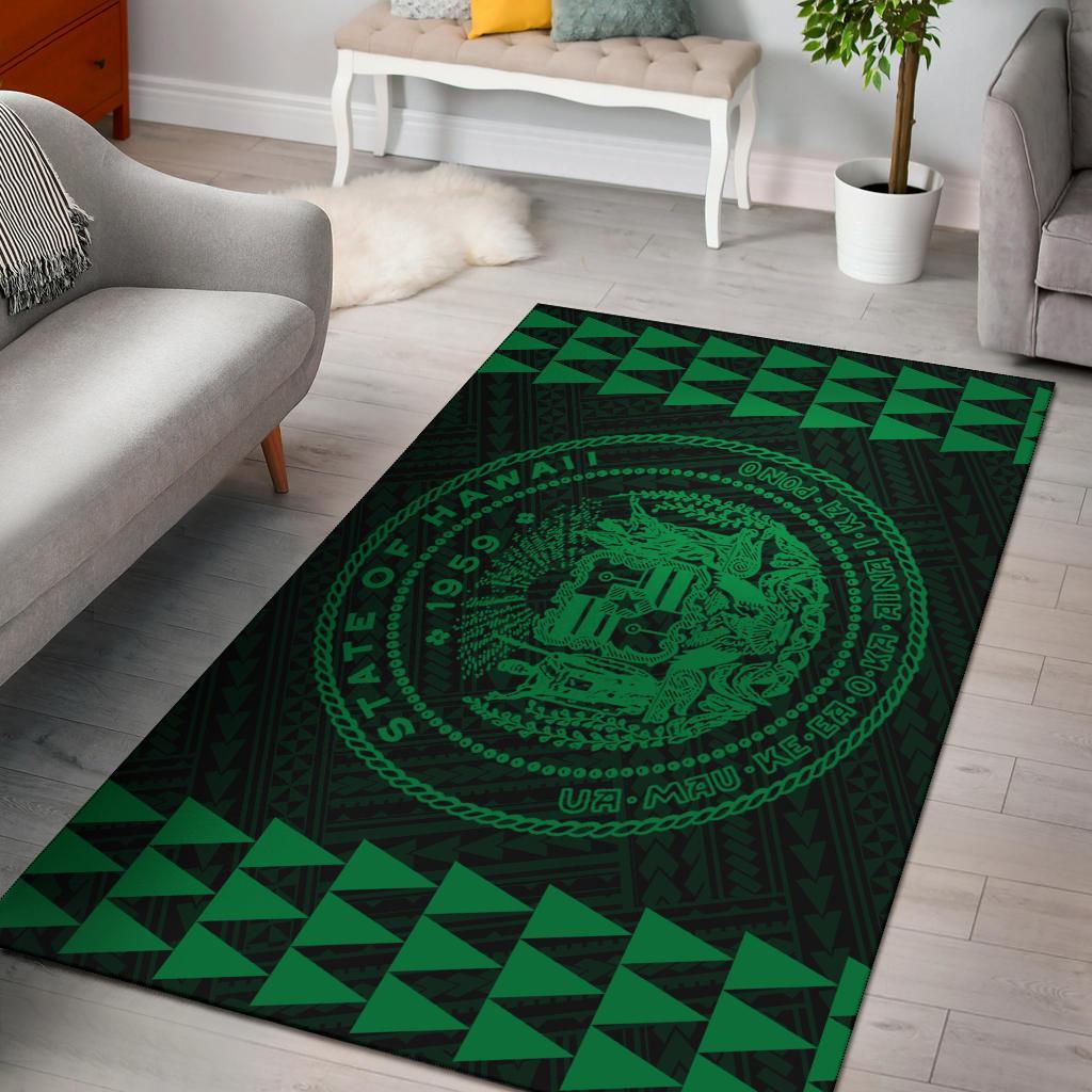 Kakau Seal Of Hawaii Polynesian - Green Rug Green - Polynesian Pride