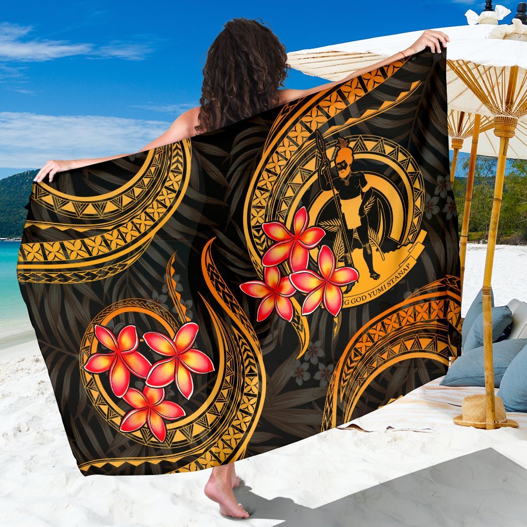 Vanuatu Polynesian Sarong - Gold Plumeria SARONG ONE SIZE GOLD - Polynesian Pride
