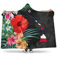 hawaiiHooded Blanket - Hawaii Map Hibiscus Hooded Blanket Black - Polynesian Pride