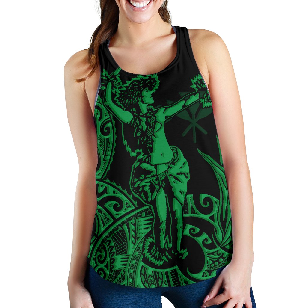 Polynesian Hawaii Women's Racerback Tank - Hula Girl Green - Polynesian Pride