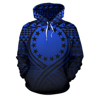 Cook Islands All Over Hoodie Lift up Blue - Polynesian Pride