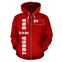 Tonga Is In My Dna Zip up Hoodie Unisex Red - Polynesian Pride