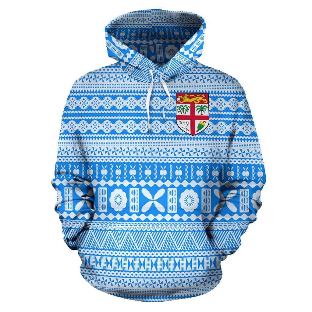 Fiji Tapa Blue Hoodie - Polynesian Pride