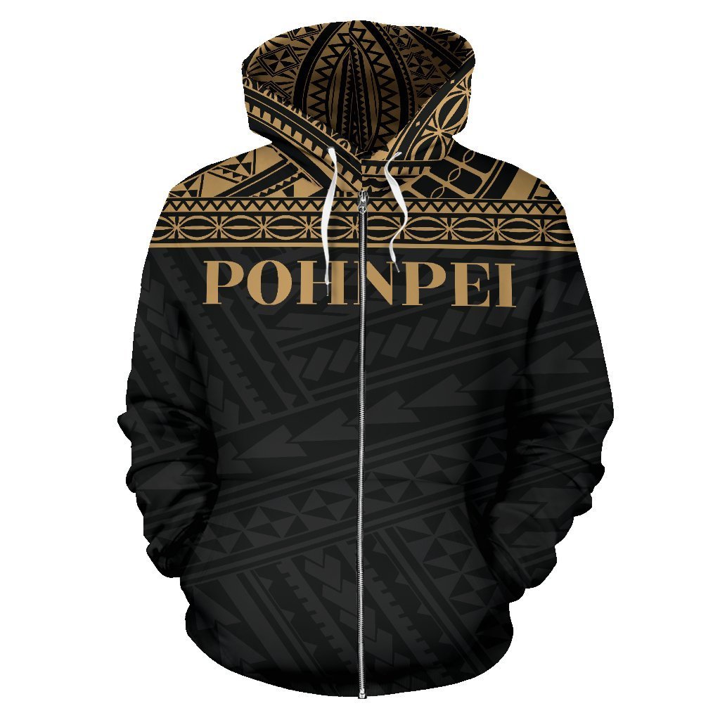 Pohnpei State All Over Zip up Hoodie FSM Gold Version - Polynesian Pride