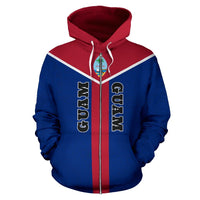 Guam Zip Hoodie Guam Flag Coat of Arms A6 - Polynesian Pride