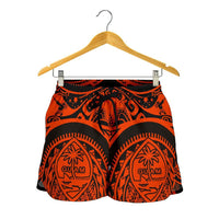 Polynesian Shorts Women - Guam Flag, Seal with Maui Moana Tattoo - Polynesian Pride