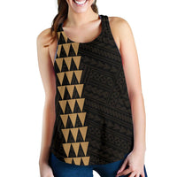 Hawaii Kakau Polynesian Coat Of Arms Women's Racerback Tank - Gold - Polynesian Pride