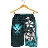 Polynesian Hawaii Men Shorts Turquoise - Turtle with Hook - Polynesian Pride