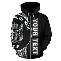 Niue Polynesian Custom Zip up Hoodie Line Black - Polynesian Pride