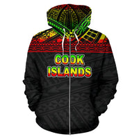 Cook Islands Polynesian Zip up Hoodie Horizontal Reggae - Polynesian Pride