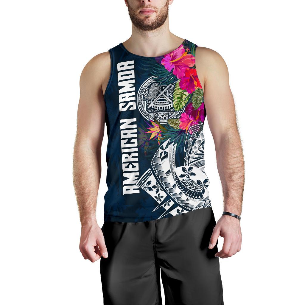 American Samoa Men's Tank Top - Polynesian Hibiscus with Summer Vibes - Polynesian Pride