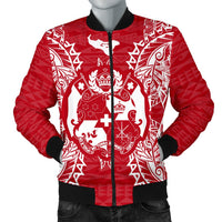 Tonga Polynesian Men's Bomber Jacket Map Red White Red - Polynesian Pride