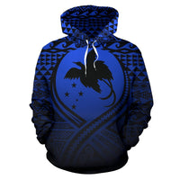Papua New Guinea All Over Hoodie Lift up Blue - Polynesian Pride