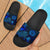 American Samoa Slide Sandals - Turtle Hibiscus Pattern Blue Black - Polynesian Pride
