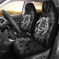 Hawaii Car Seat Covers - Hawaii Turtle Map Hibiscus Poly White - Polynesian Pride