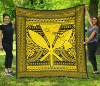 Hawaii Polynesian Kanaka Maoli Premium Quilt Yellow Red - Polynesian Pride