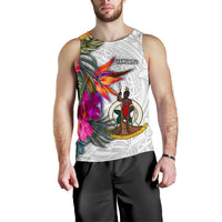 Vanuatu Men's Tank Top Polynesian Hibiscus White Pattern - Polynesian Pride