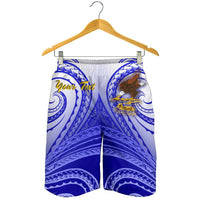 American Samoa Polynesian Custom Personalised Personalized Men's Shorts - Bald Eagle (Blue) - Polynesian Pride