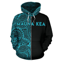Hawaii Mauna Kea Polynesian Zip up Hoodie The Half Turquoise - Polynesian Pride