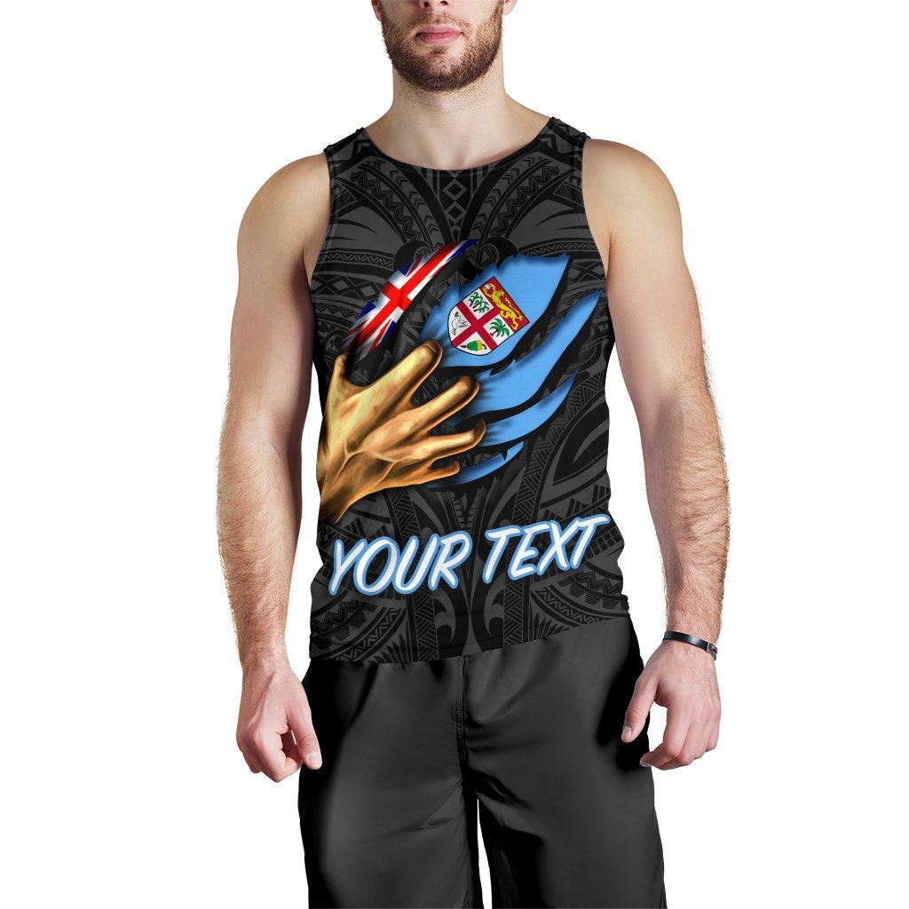Fiji Personalised Men's Tank Top - Fiji In Me (Black) - Polynesian Pride
