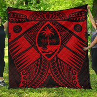 Guam Polynesian Premium Quilt - Guam Red Seal with Polynesian Tattoo Red - Polynesian Pride