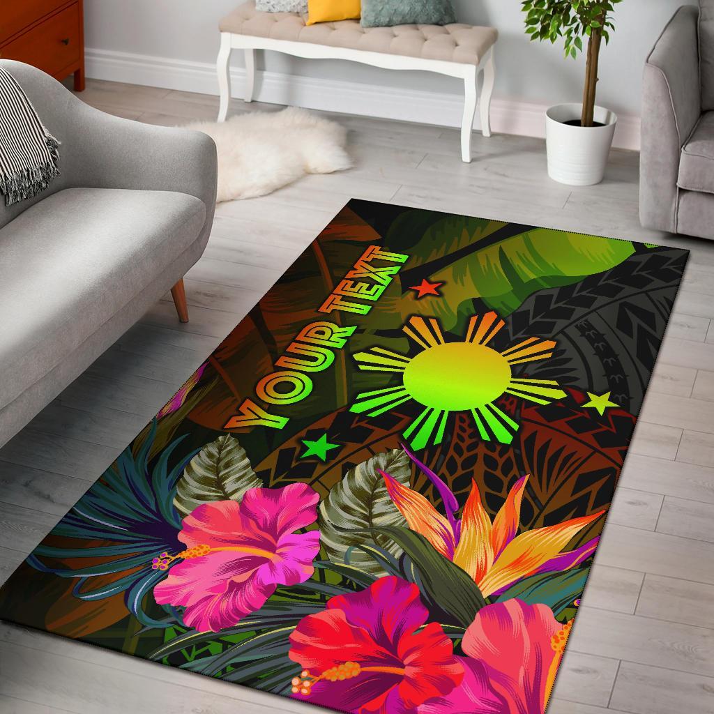 The Philippines Polynesian Personalised Area Rug - Hibiscus and Banana Leaves Reggae - Polynesian Pride